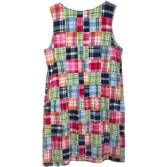 L.L. Bean Plus Size 16 Patchwork Madras Plaid Sleeveless Dress - Picture 5 of 10